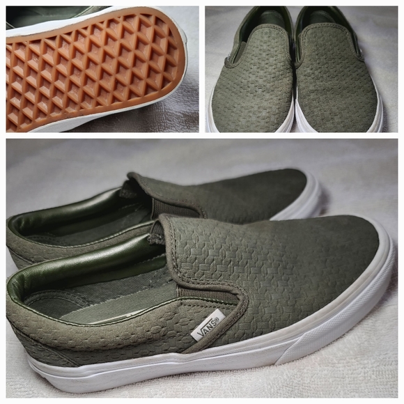 Vans | Shoes | Vans Green Suede Like Slip On Loafers Sz 55  display picture 1